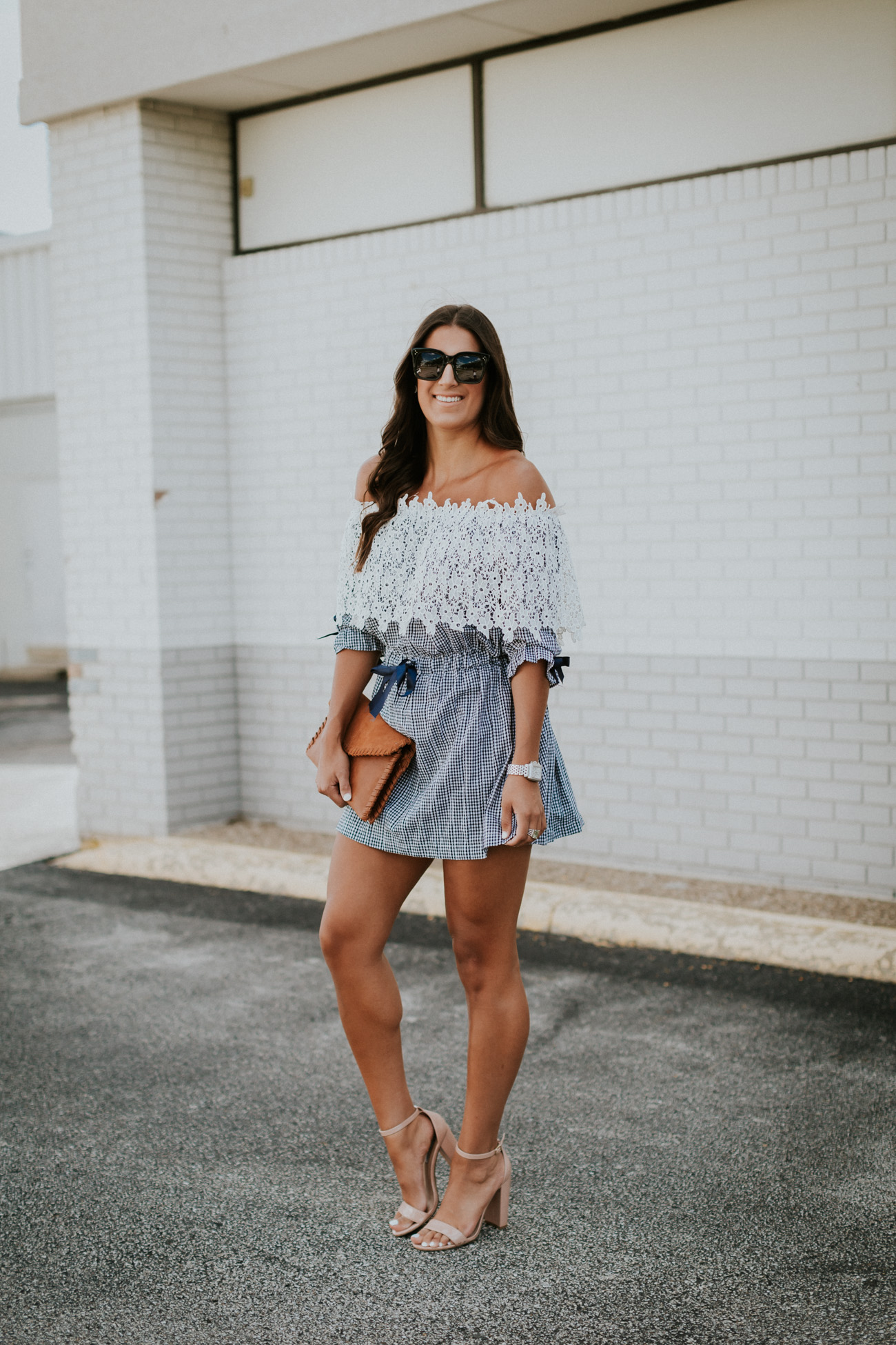 gingham off the shoulder dress, chicwish off the shoulder dress, chicwish dresses, embroidered dress, gingham dresses, summer dresses, summer outfits, summer fashion, summer style // grace wainwright a southern drawl