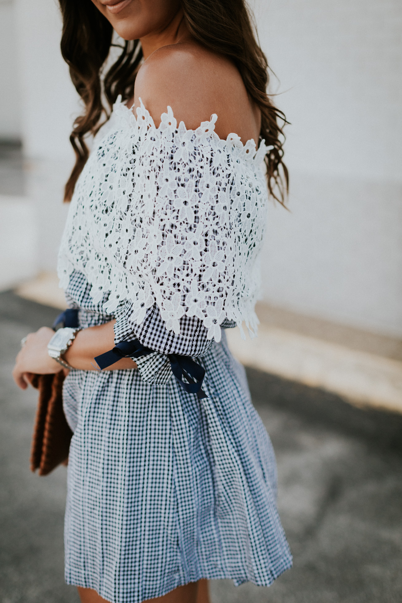 gingham off the shoulder dress, chicwish off the shoulder dress, chicwish dresses, embroidered dress, gingham dresses, summer dresses, summer outfits, summer fashion, summer style // grace wainwright a southern drawl