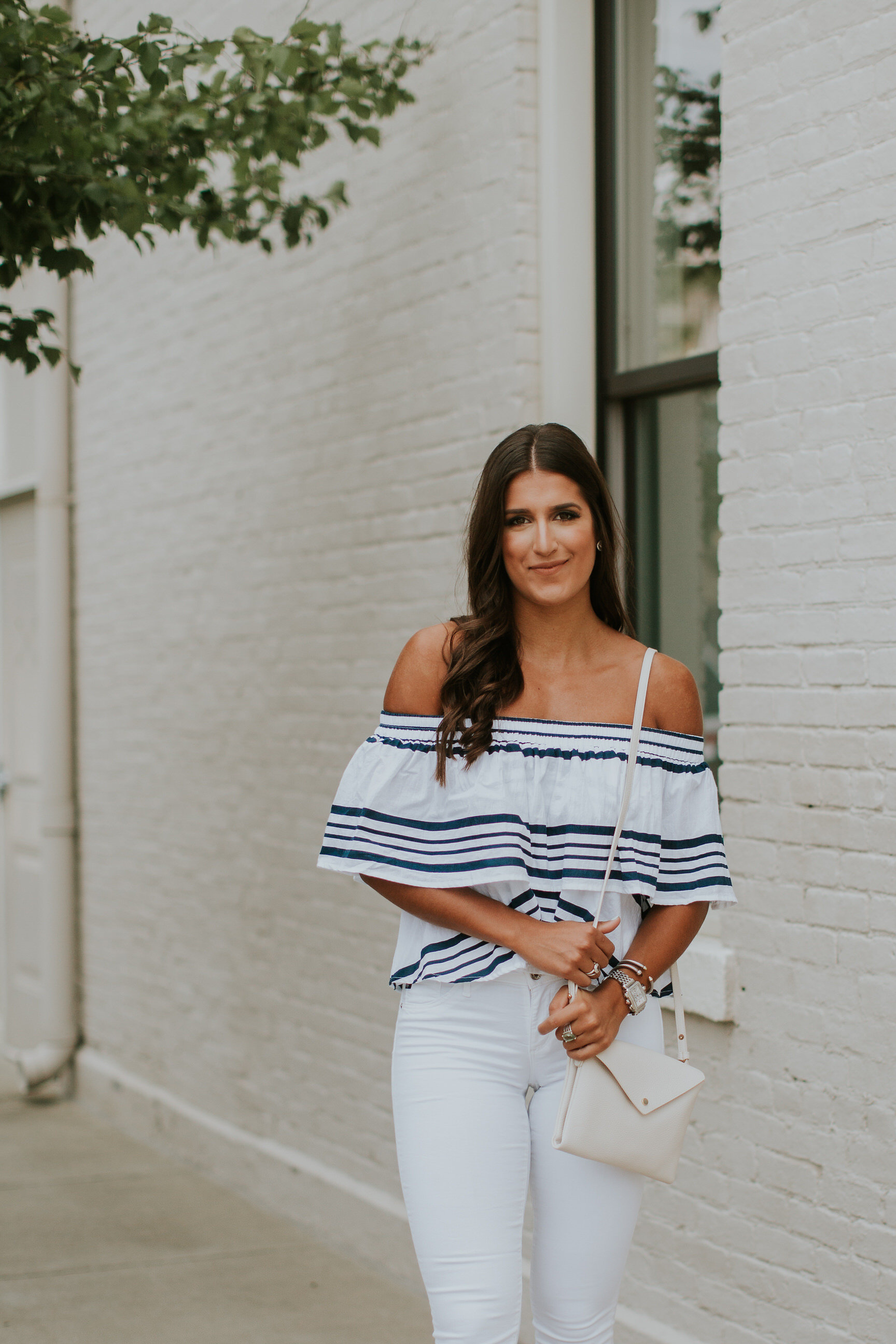 nautical stripe top, faithfull the brand top, faithfull the brand sundown top, summer style, summer fashion, summer outfits, summer outfit ideas, white crossbody bag, nordstrom sale // grace wainwright a southern drawl