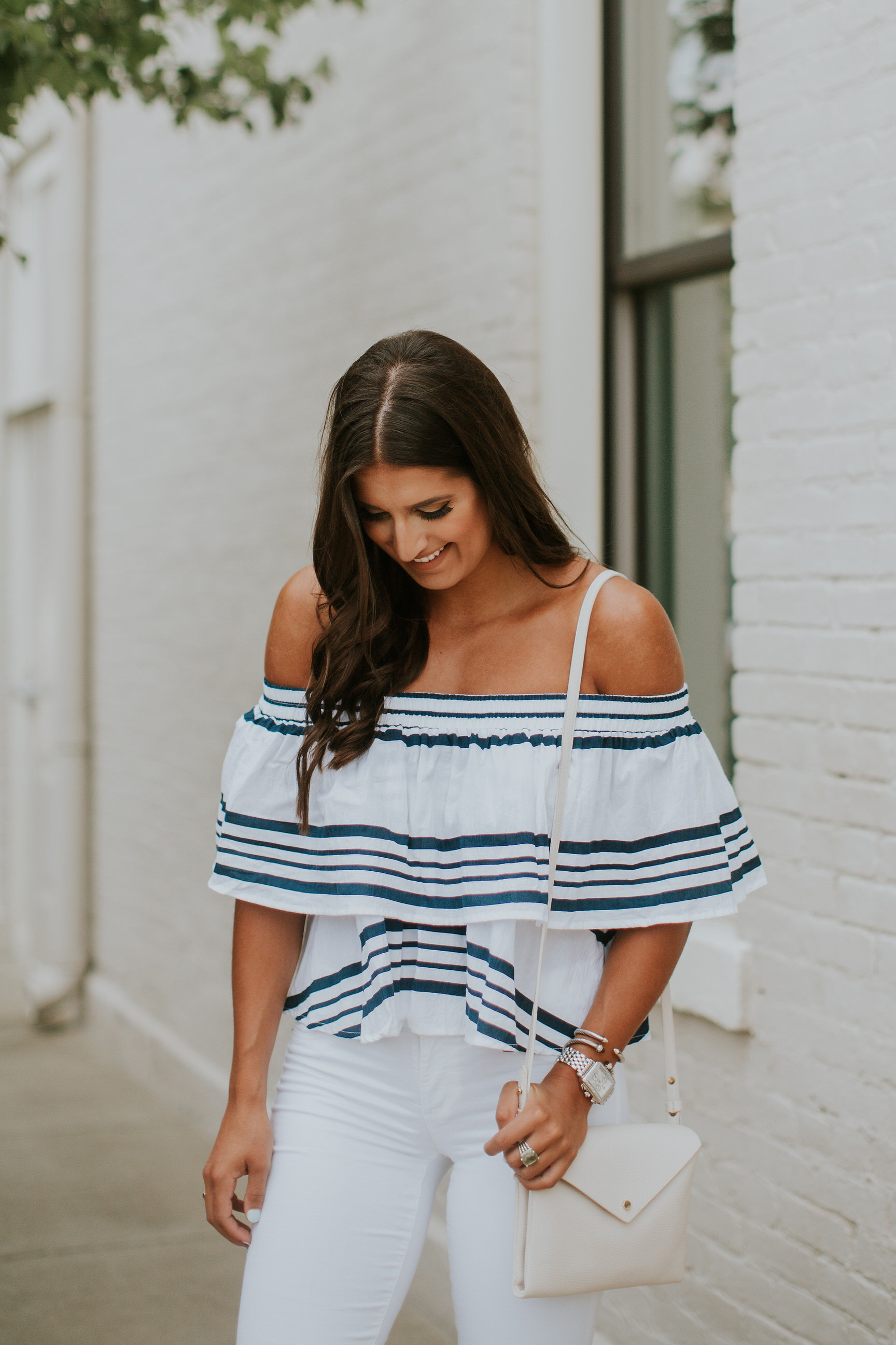 nautical stripe top, faithfull the brand top, faithfull the brand sundown top, summer style, summer fashion, summer outfits, summer outfit ideas, white crossbody bag, nordstrom sale // grace wainwright a southern drawl