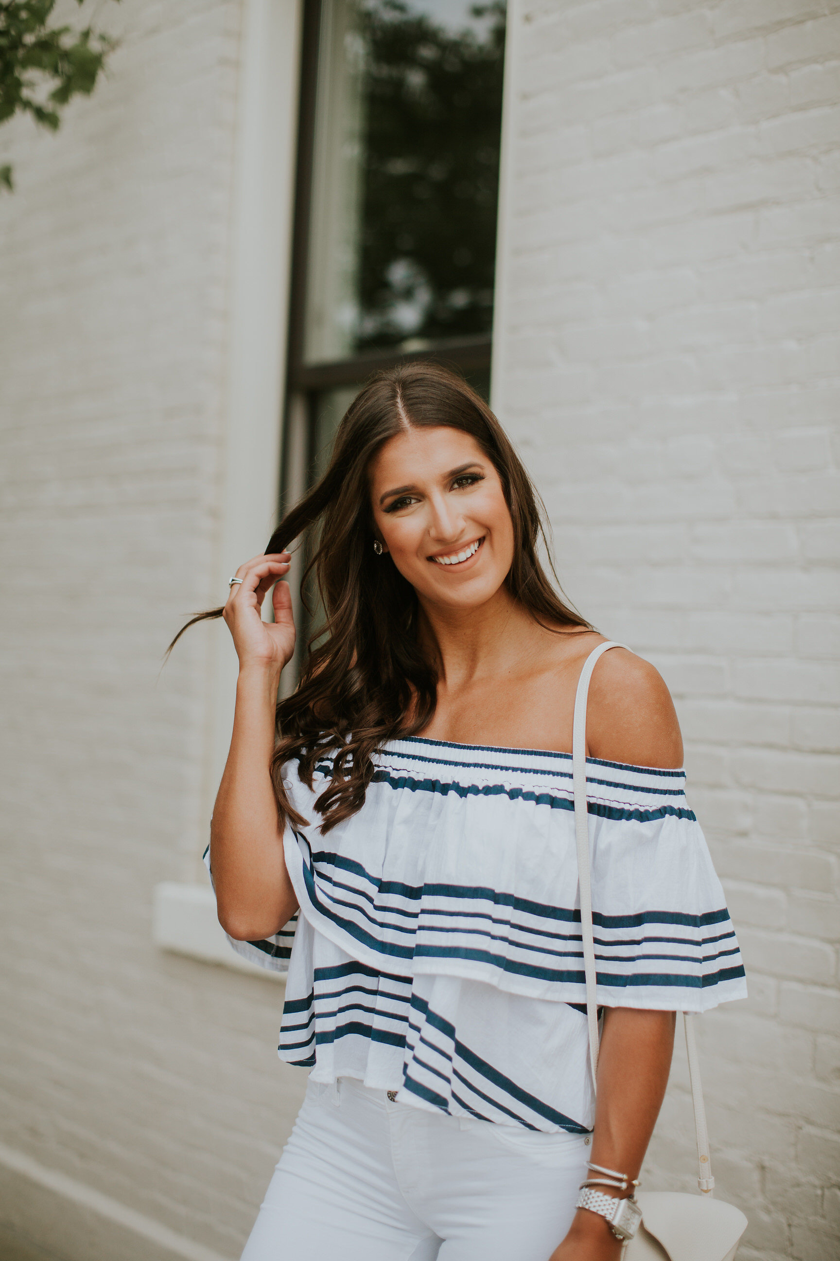nautical stripe top, faithfull the brand top, faithfull the brand sundown top, summer style, summer fashion, summer outfits, summer outfit ideas, white crossbody bag, nordstrom sale // grace wainwright a southern drawl