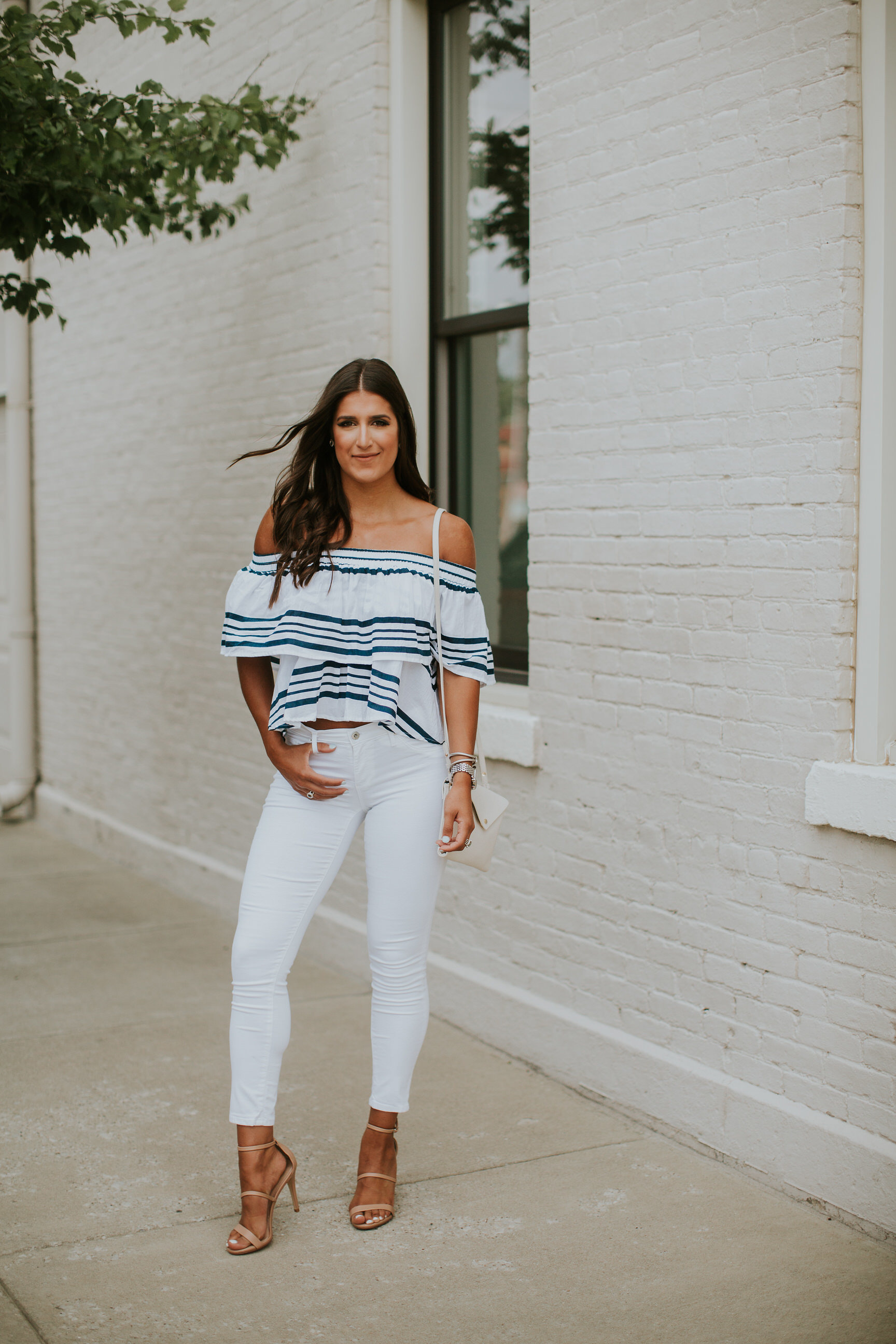 nautical stripe top, faithfull the brand top, faithfull the brand sundown top, summer style, summer fashion, summer outfits, summer outfit ideas, white crossbody bag, nordstrom sale // grace wainwright a southern drawl