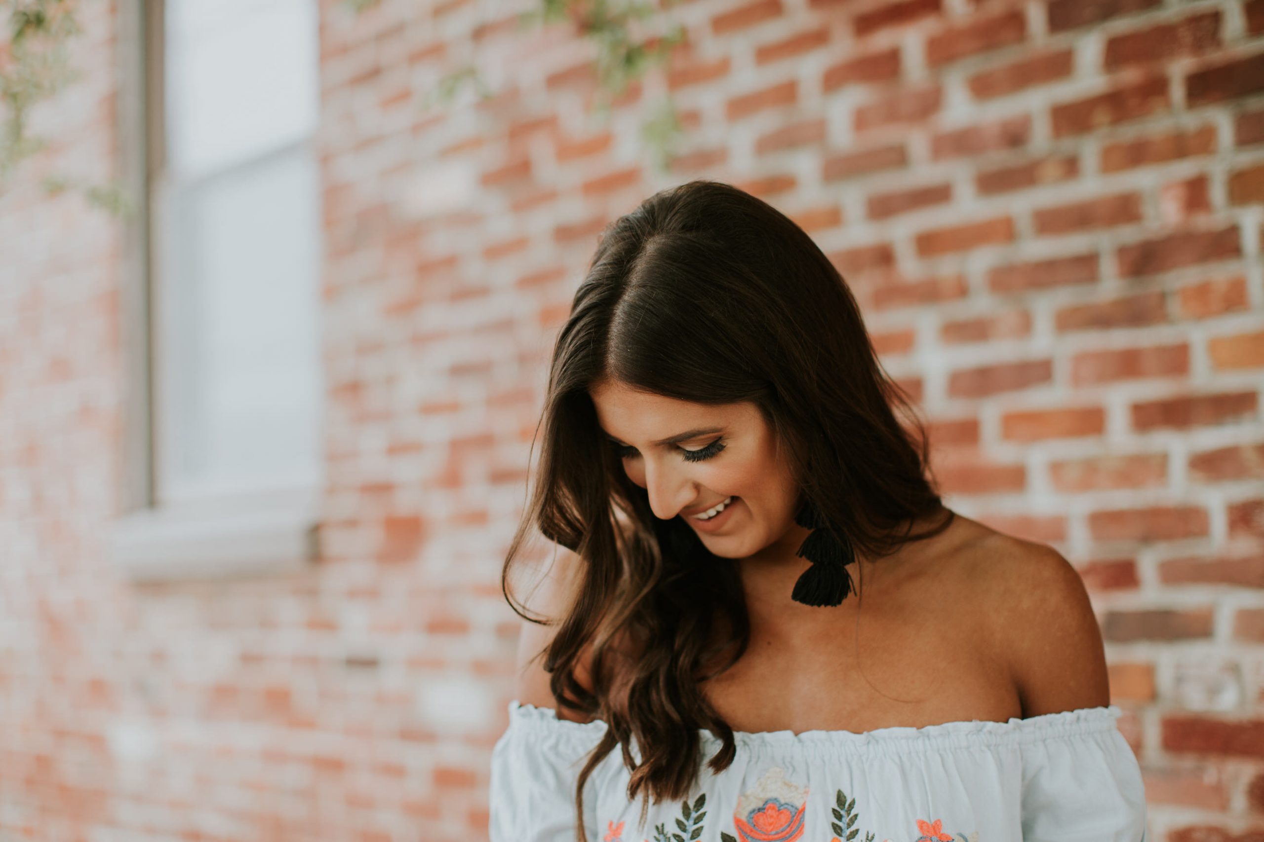off the shoulder embroidered dress, free people embroidered dress, free people dresses, pink clutch, monogram clutch, misa tassel earrings, gigi new york clutch, summer outfit, summer style, summer fashion, summer outfits // grace wainwright a southern drawl