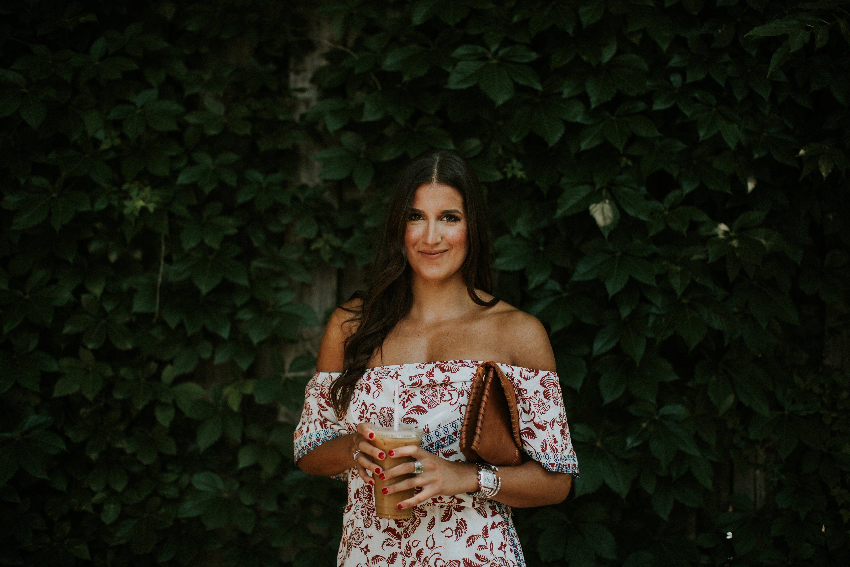 ruffle romper, socialite romper, off the shoulder romper, jeffrey campbell despina sandal, cognac clutch, summer style, fall style, fall fashion, summer outfits, summer outfit ideas // grace wainwright a southern drawl