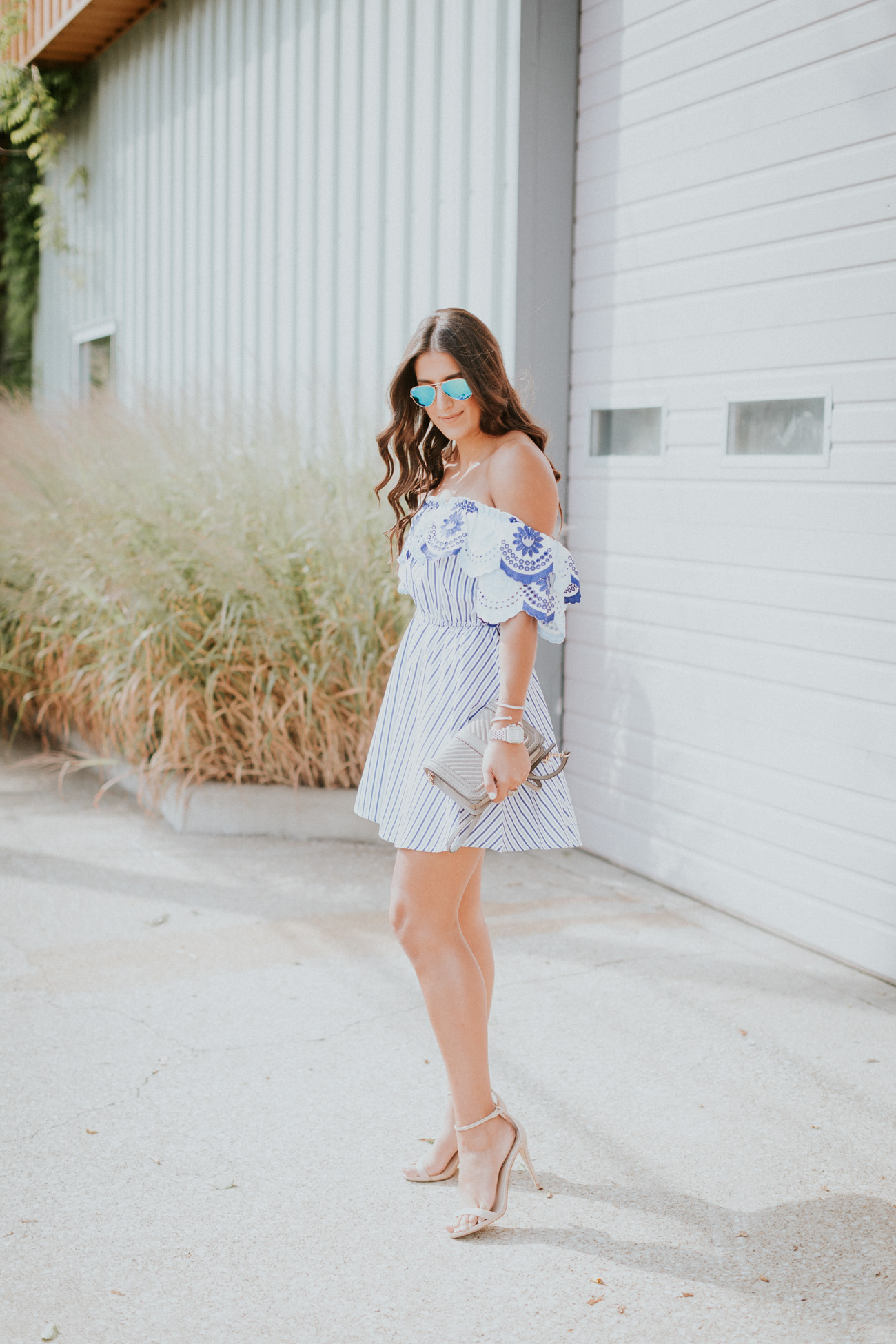 Strip Embroidery Dress