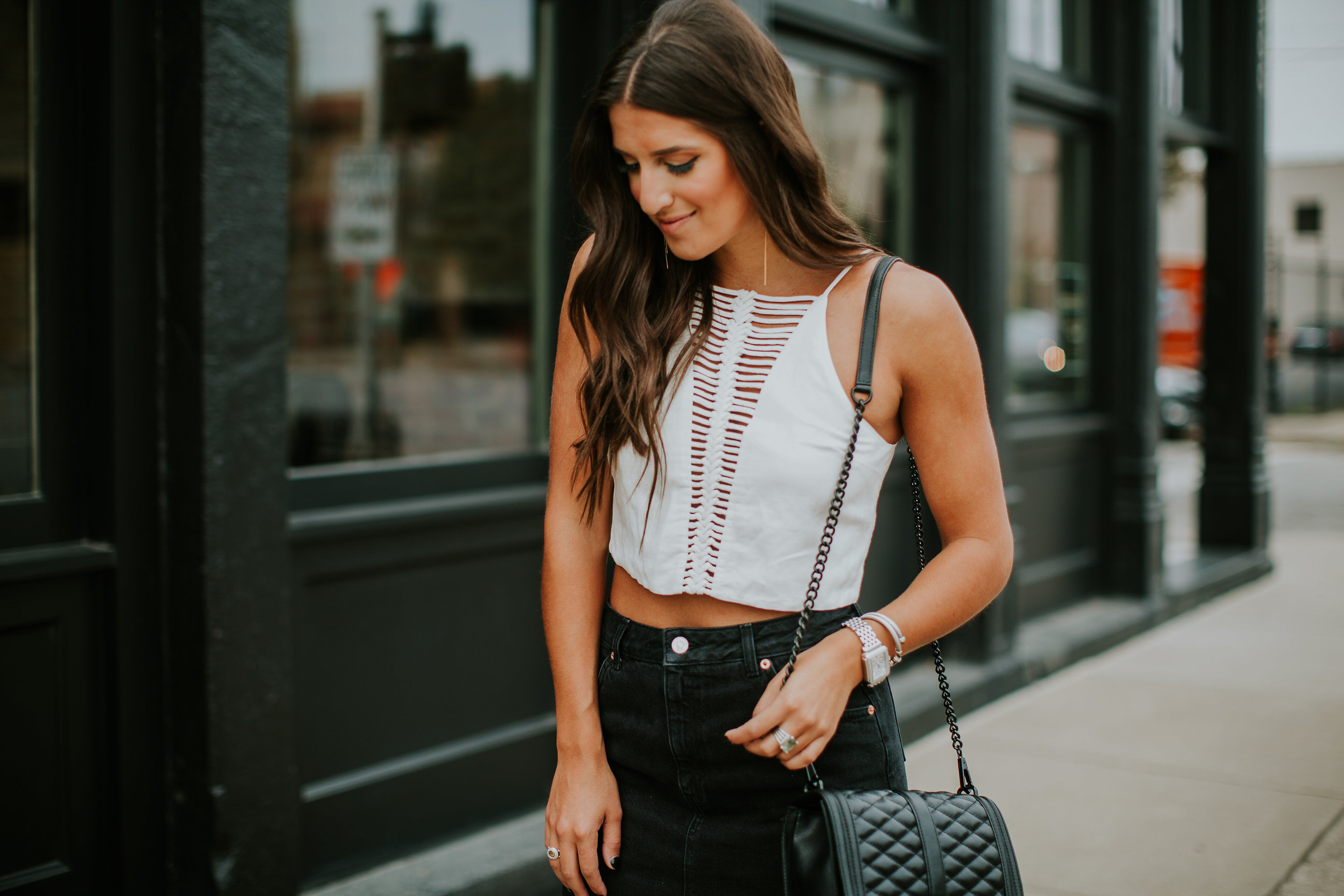 everyday denim skirt, dolce vita lena top, levis denim skirt, levis skirt, rebecca minkoff love crossbody, casual style, casual fashion, summer style, transitional outfit, levis jeans // grace wainwright a southern drawl