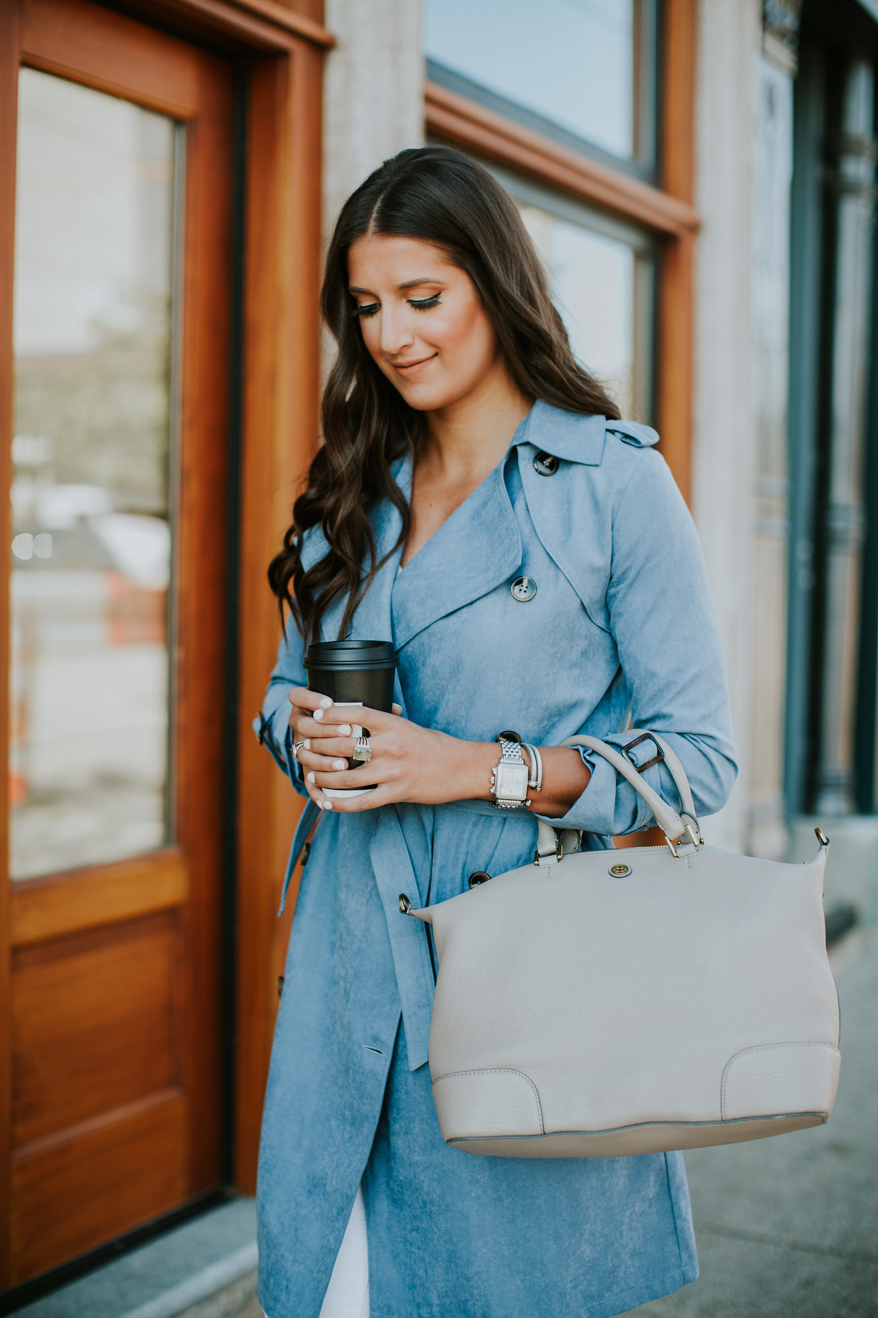 dusty blue trench, tory burch slouchy satchel, fall trench coats, fall trenches, chicwish outfits, l style, fall fashion, fall inspo, christian louboutin so kate pumps, tory burch slouchy satchel, pink sweaters, pink pullover // grace wainwright a southern drawl