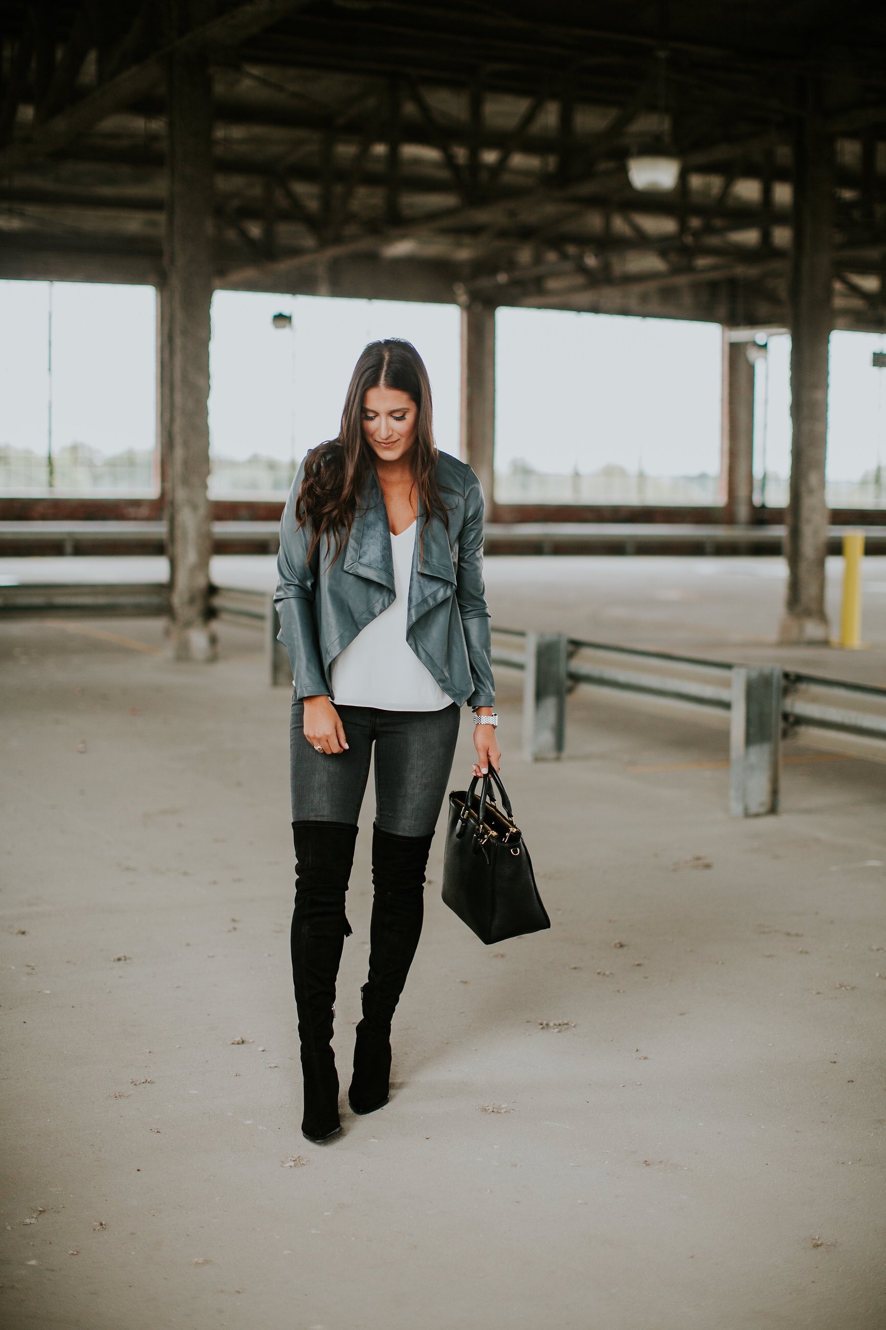 faux leather drape jacket, over the knee boots, winter style, winter fashion, couple style, couples goals, couples style, couples fashion, jordan white a southern drawl, grace wainwright fiance, men slim plaid shirt, holiday style, holiday fashion, holiday couples style // grace wainwright a southern drawl