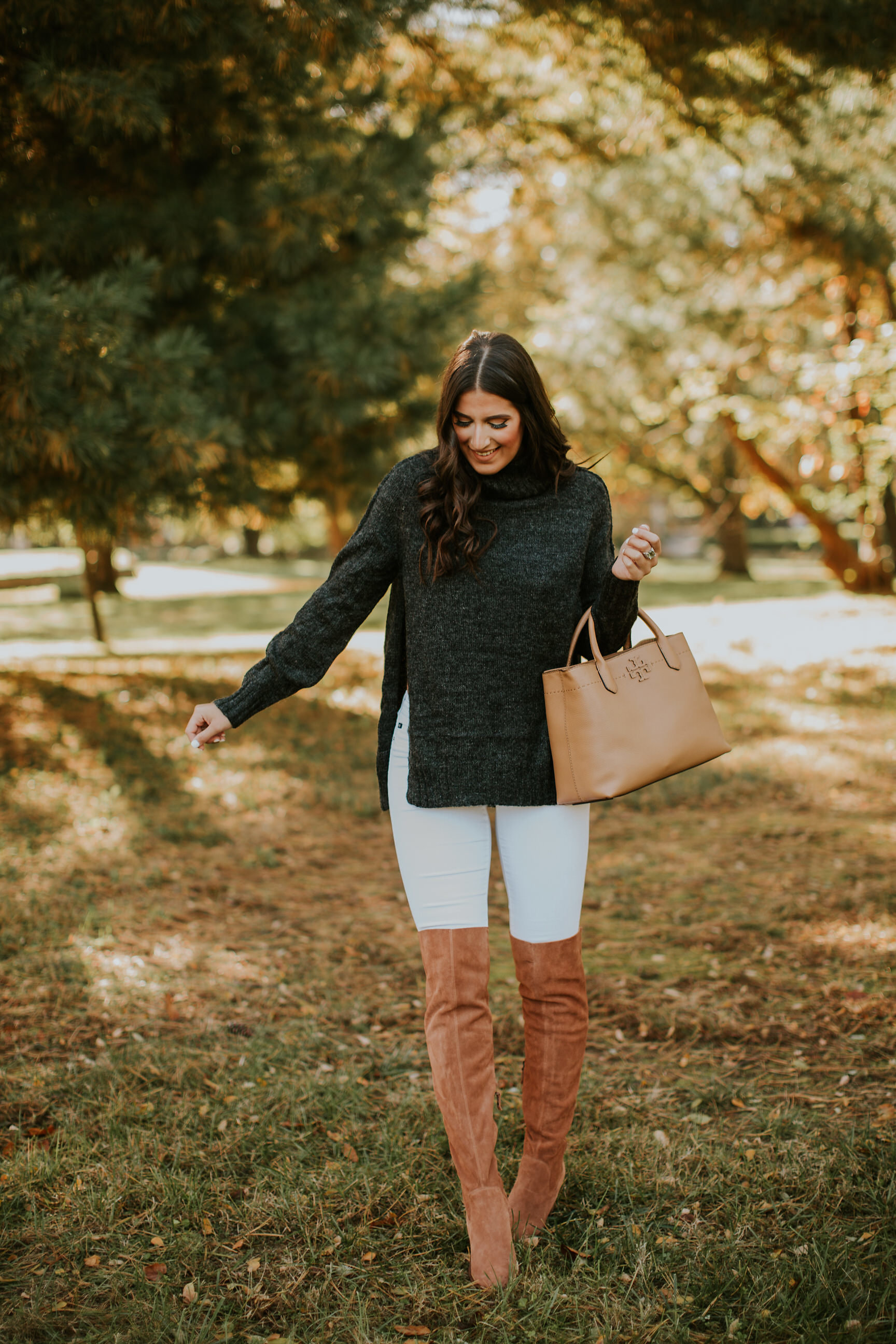 side split turtleneck, chunky turtleneck, fall style, fall fashion, fall inspo, fall inspiration, over the knee boots, charcoal sweater, holiday style, black friday sales, thanksgiving sales, black friday deals, black friday 2017, 2017 black friday sales, cyber monday sales // grace wainwright a southern drawl