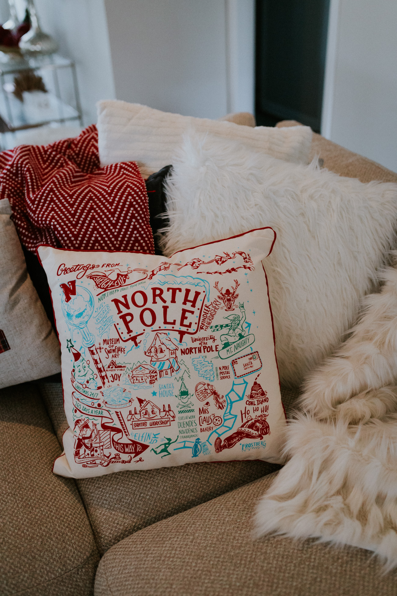 Primitives by Kathy Decorative Super North Pole Holiday Throw Pillow 