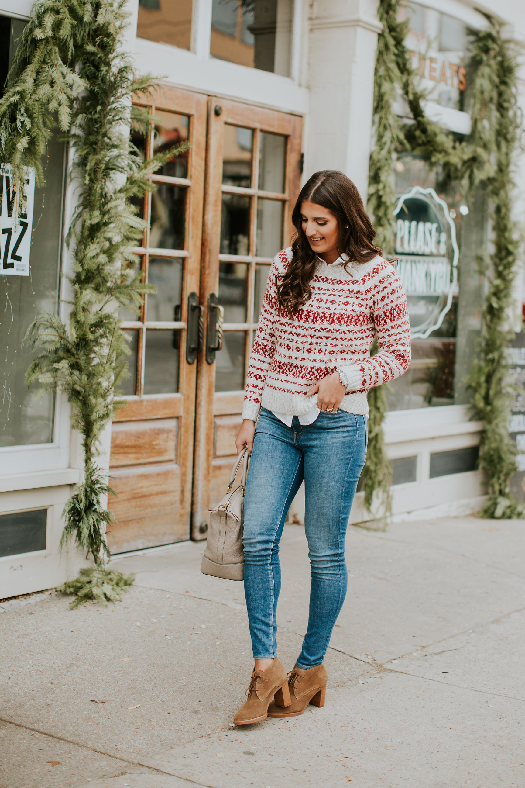 holiday sweater, fair isle sweater, holiday fair isle, abercrombie and fitch sweater, christmas sweater, christmas outfit, holiday outfit, winter style, winter fashion // grace wainwright a southern drawl