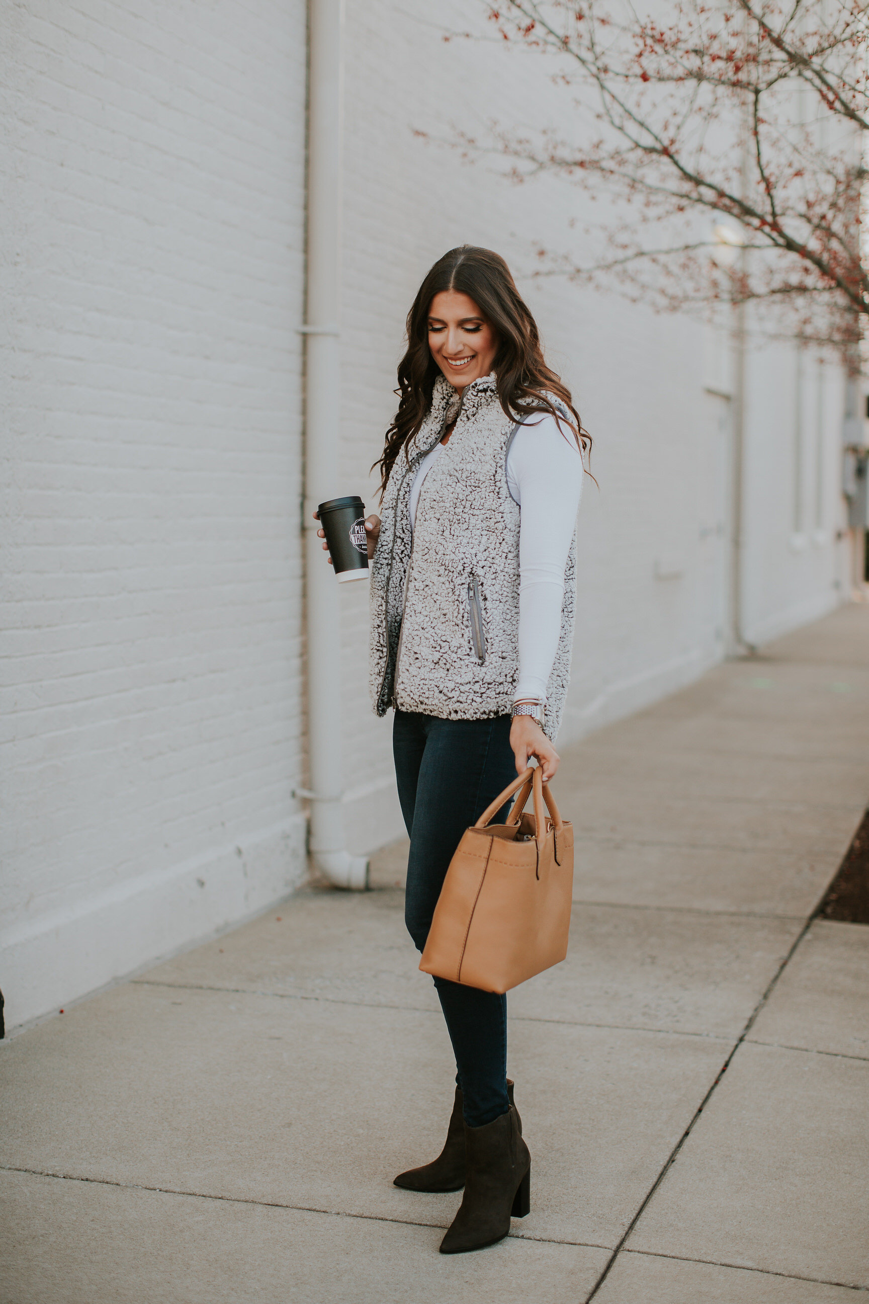 fleece vest, thread and supply vest, fleece pullover, sherpa fleece vest, halogen booties, nordstrom booties, wubby fleece pullover, arctic fleece vest, halogen brock bootie, yummie by heather thompson bodysuit, winter style, winter fashion // grace wainwright a southern drawl