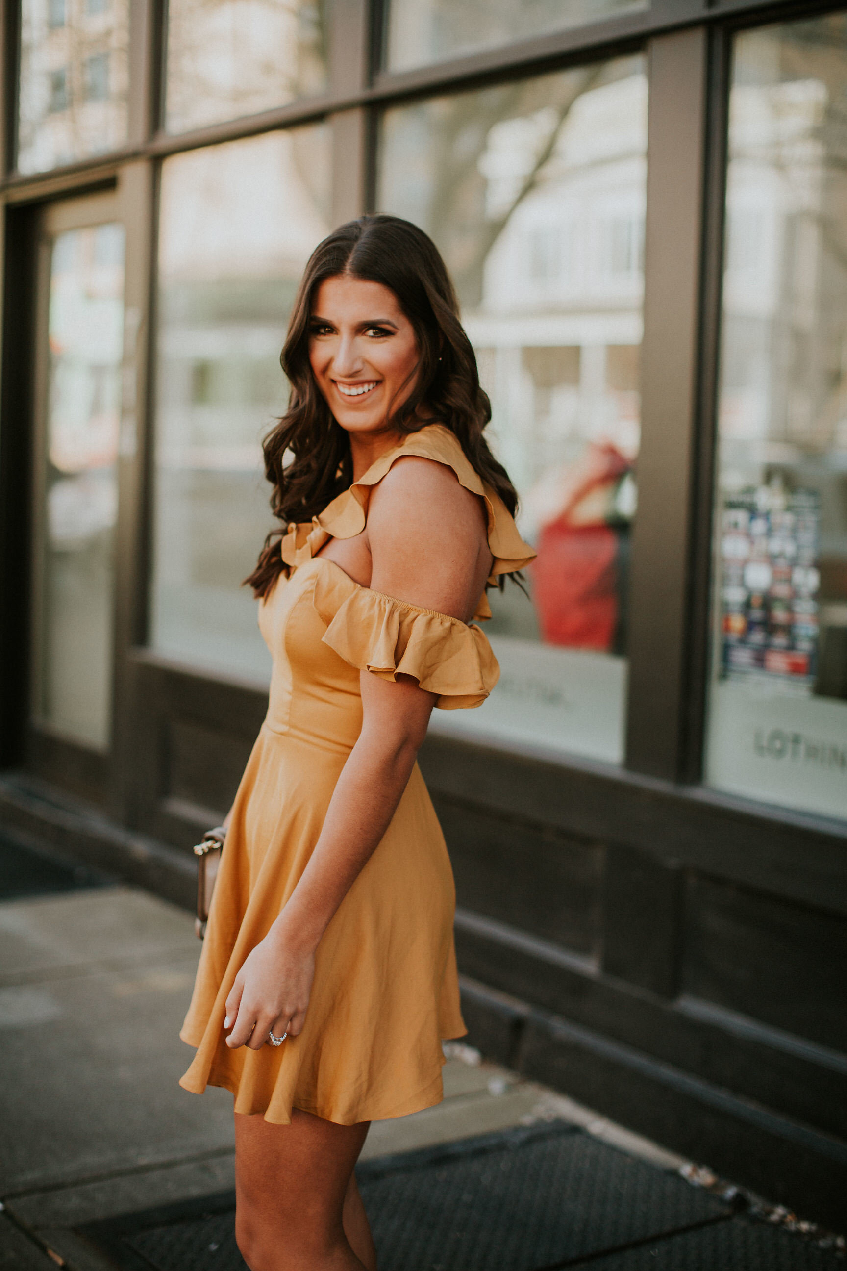 gold ruffle dress, gold dresses, cocktail dress, new years eve dresses, new years eve dress, ruffle dresses, lovers and friends trophy dress // grace wainwright a southern drawl