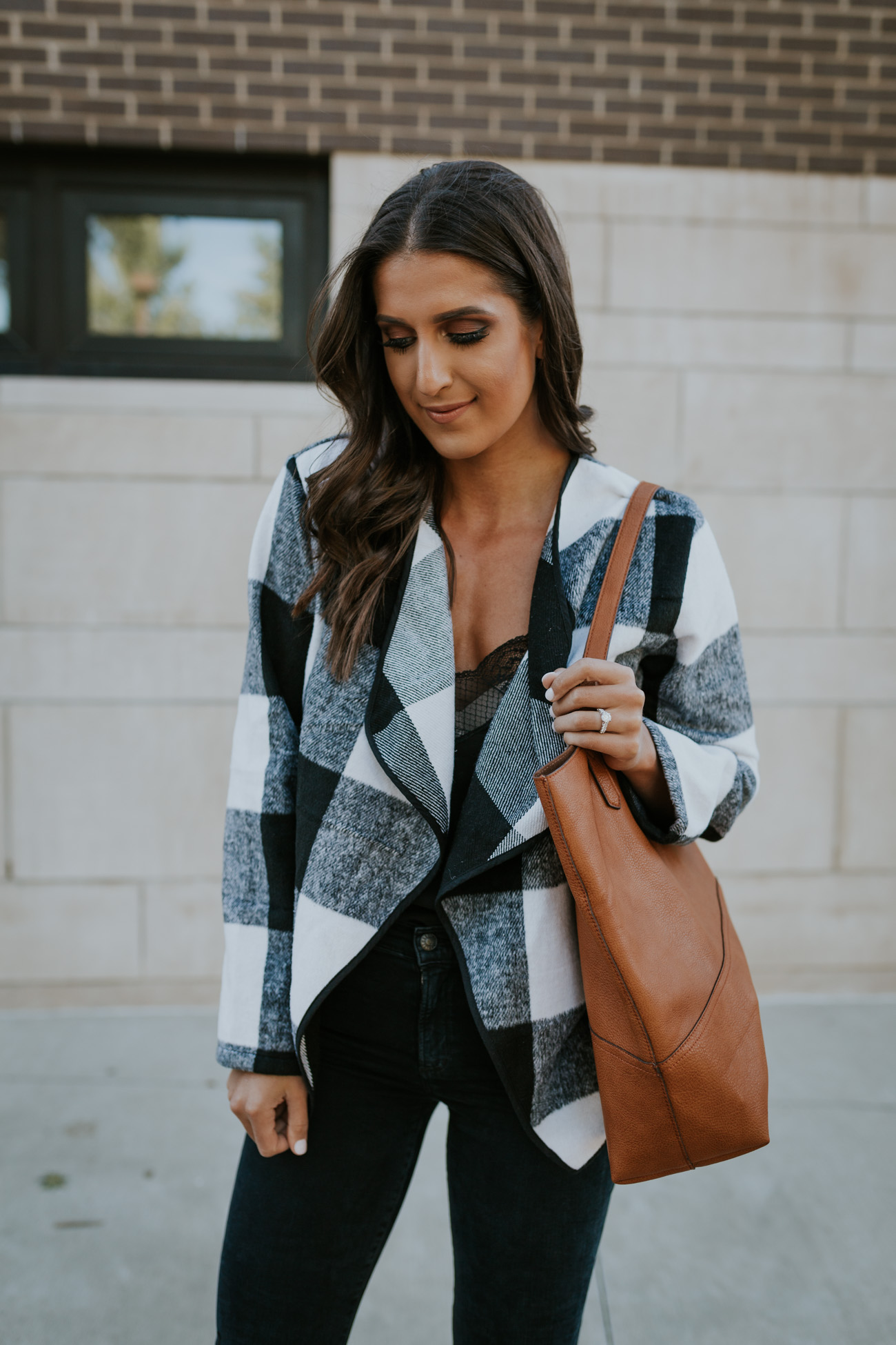 fall buffalo plaid, buffalo plaid jacket, plaid cardigan, fall cardigan, distressed jeans, brown tote, fall plaid outfit, fall plaid cardigan, fall style // grace wainwright grace white a southern drawl