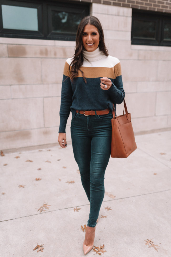 Colorblock Turtleneck Sweater | A Southern Drawl