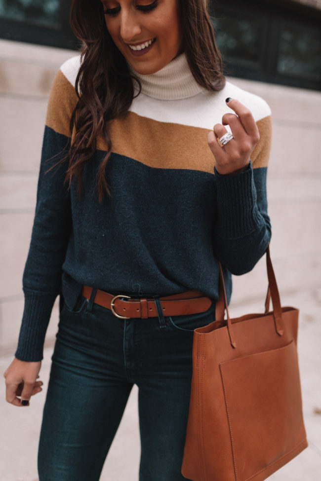 Colorblock Turtleneck Sweater | A Southern Drawl