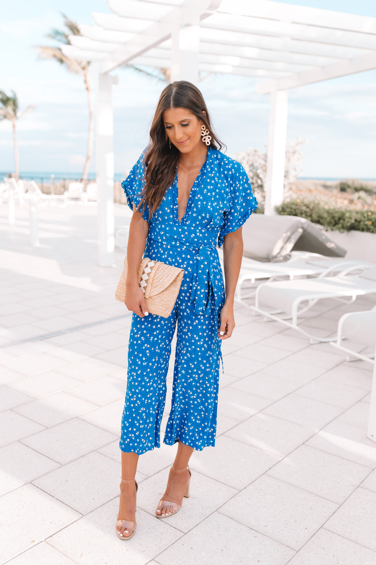 tie waist jumpsuit, straw clutch, faithfull the brand, vacation style, vacation fashion, vacation outfit, vacation style, vacation vibes, jensen beach florida, sam edelman yaro sandal // grace white a southern drawl
